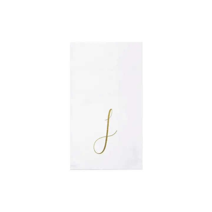 Vietri Papersoft Gold Monogram Guest Towel Napkins, J