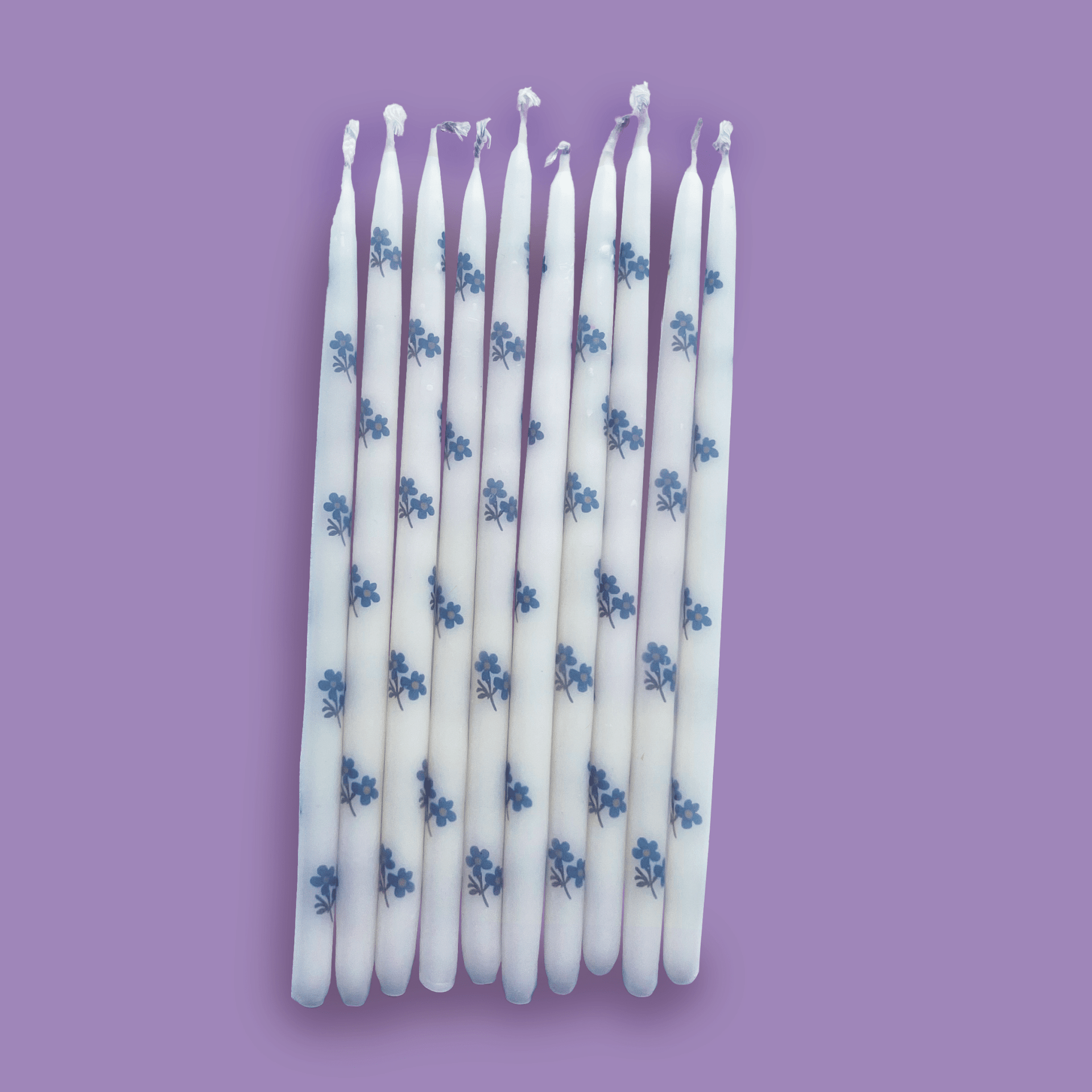 Forget Me Nots Cake Candles, Set of 10