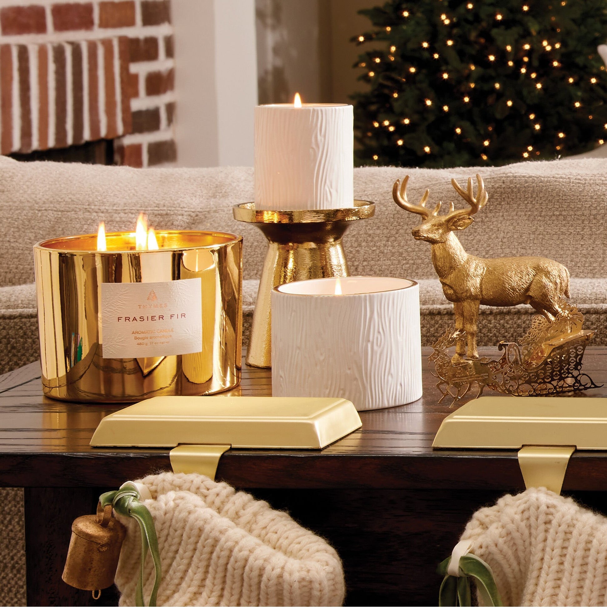 Thymes Frasier Fir Gold 3-Wick Candle