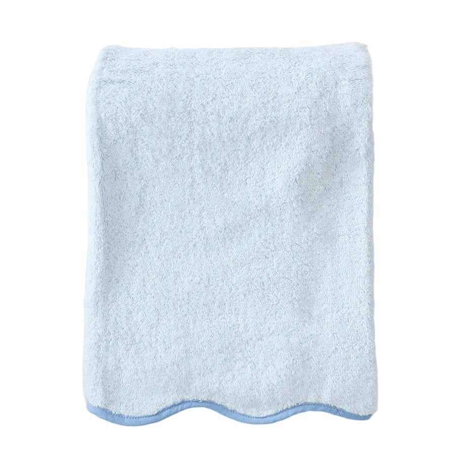 Weezie Scallop Bath Towel, French Blue on Light Blue