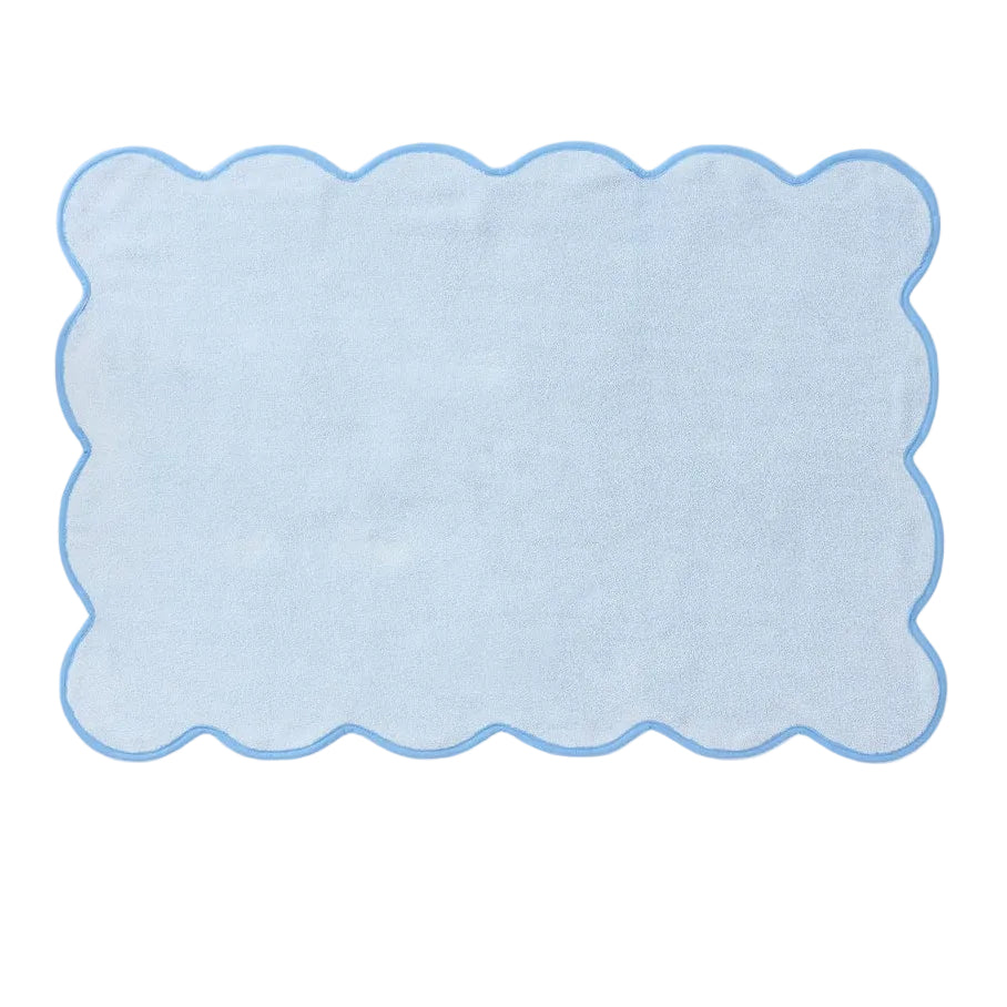 Weezie Scallop Bath Mat, French Blue on Light Blue
