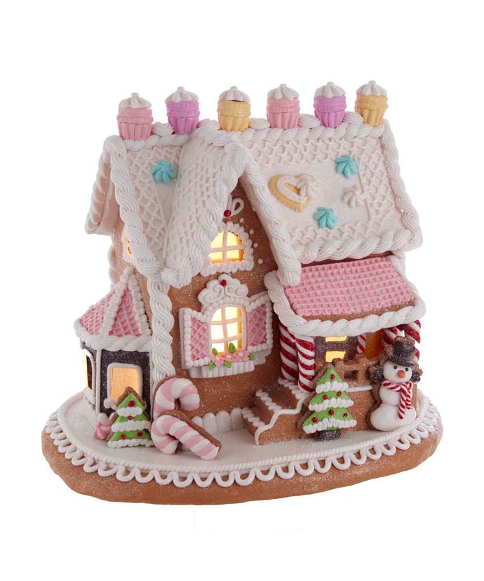 Festive Lighted Gingerbread House