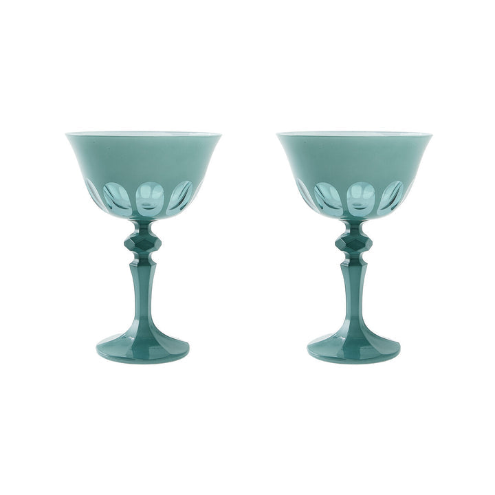 Rialto Glass Coupe, Teal,  Set of 2