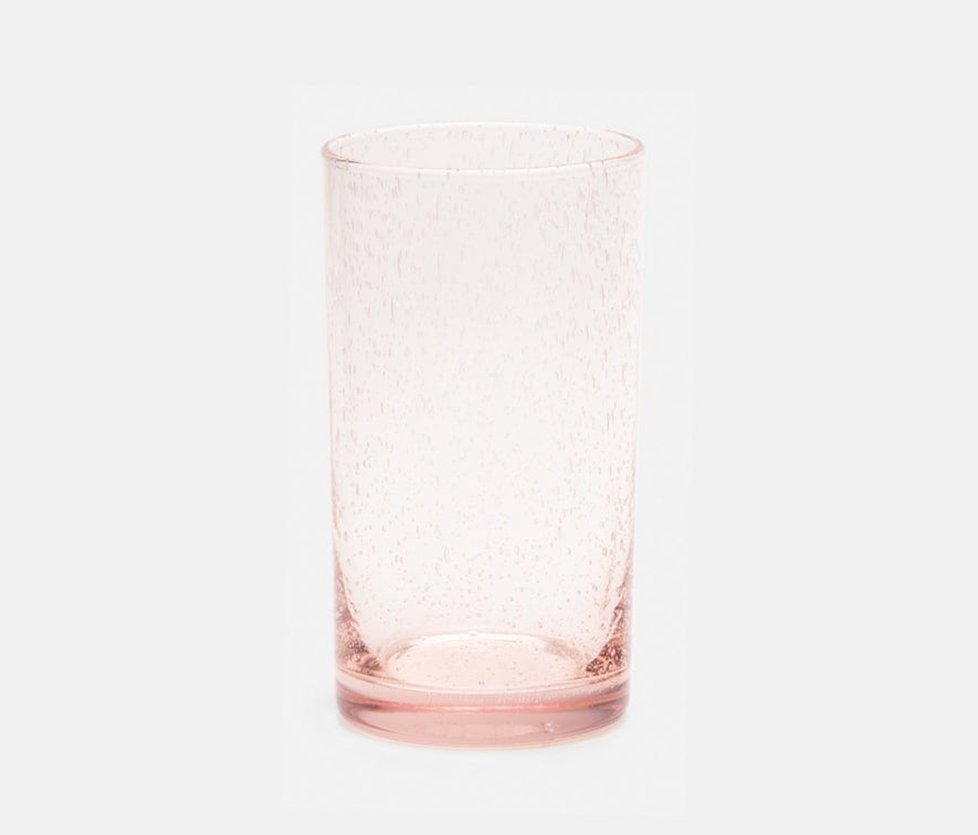 Quinn Hand Blown Highball Glass, Pink, Set of 6