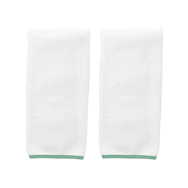 Weezie Signature Hand Towels Pair, Green on White