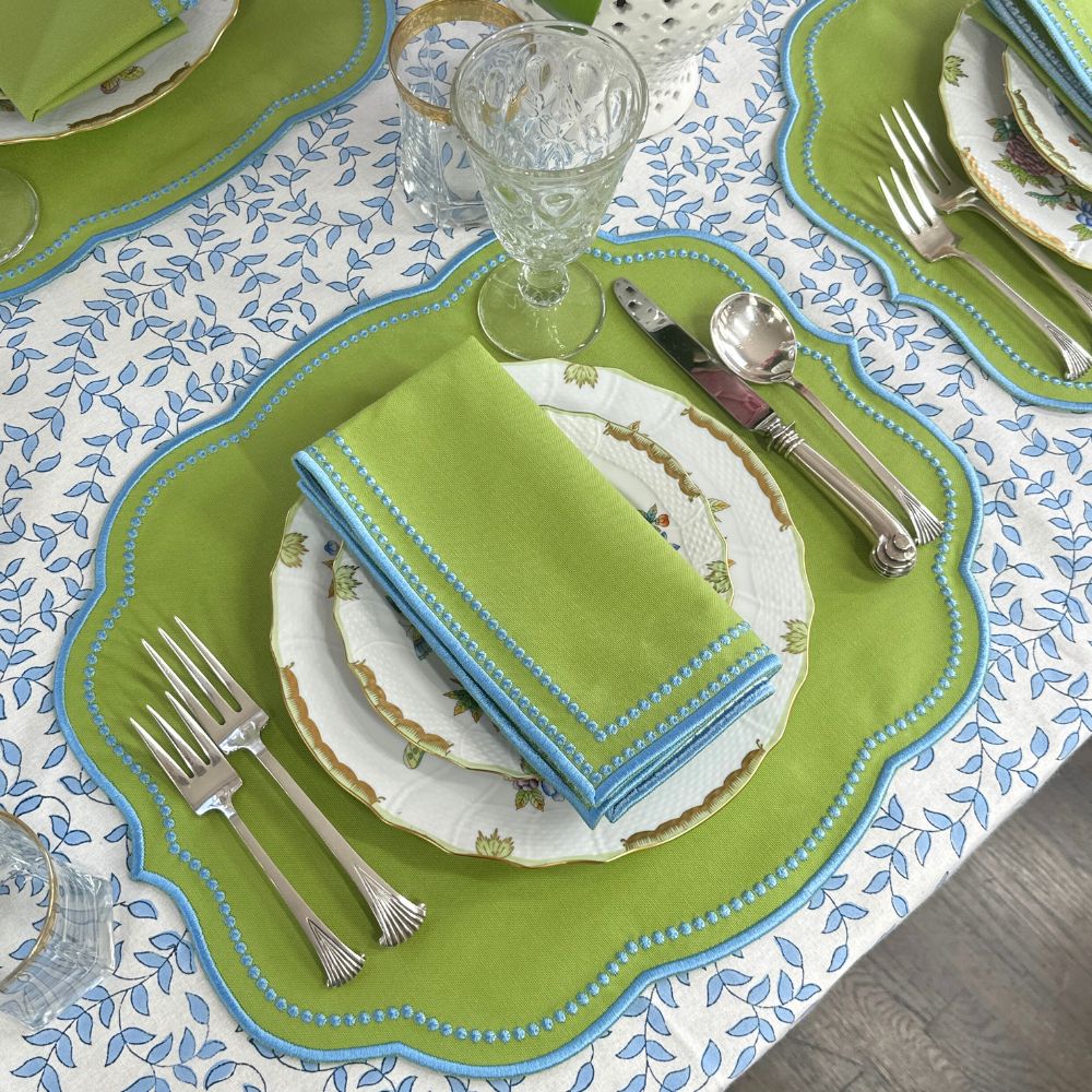 Charlotte Green & Blue Napkins, Set of 4