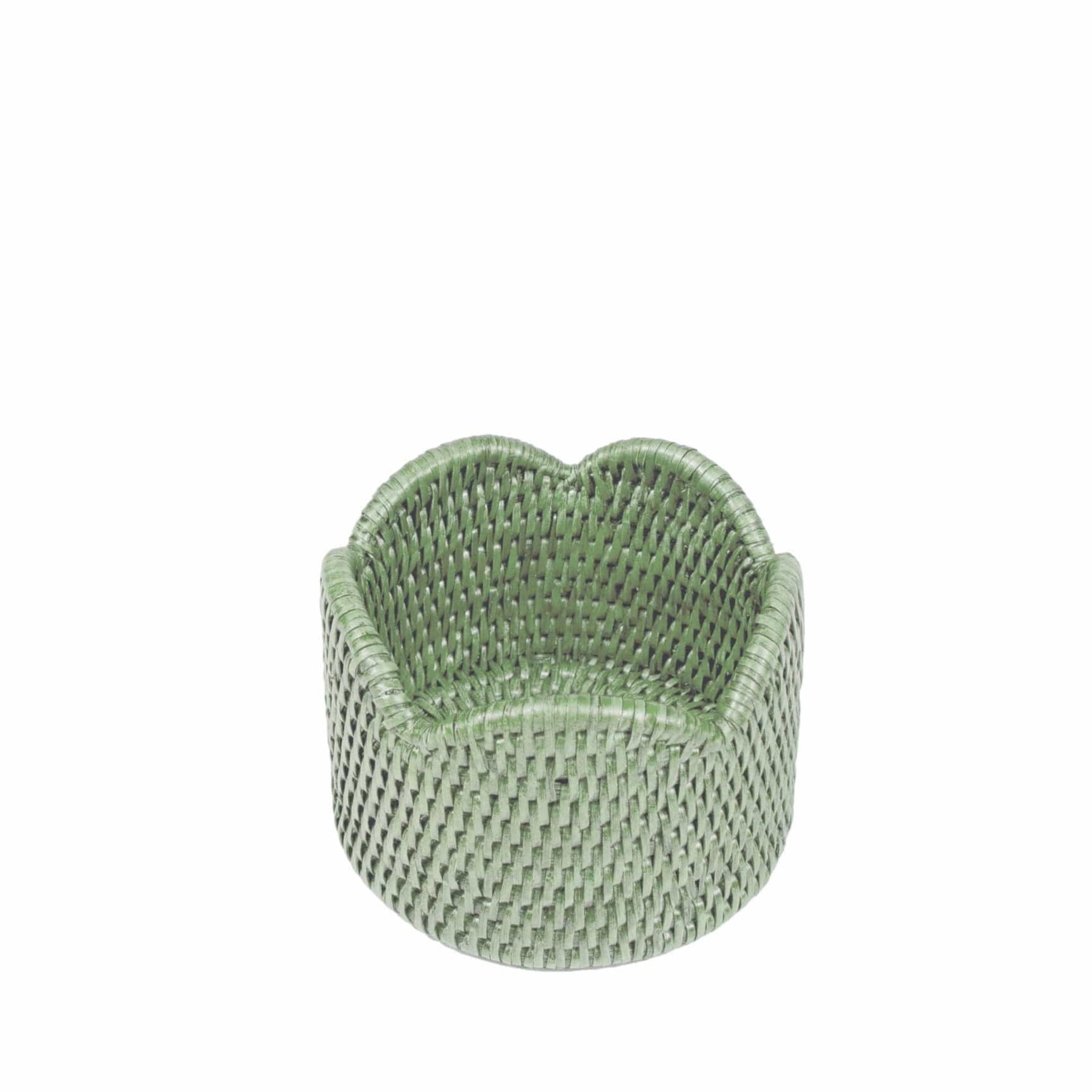 Caspari Rattan Scalloped Wine Coaster, Green