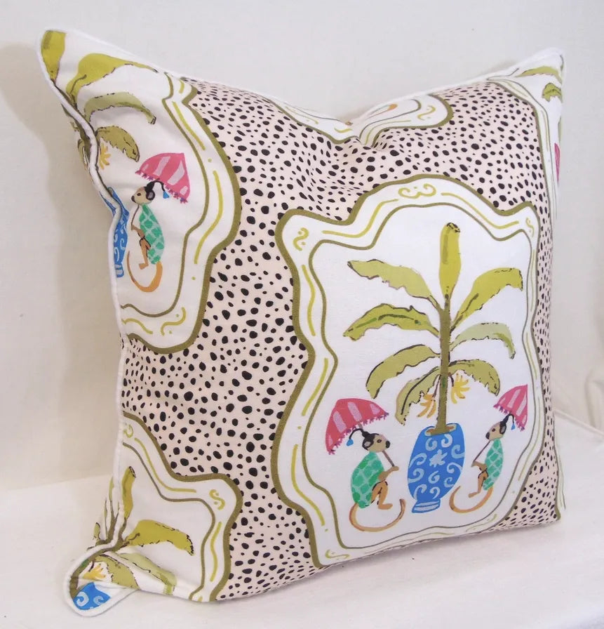 Monkey & Bananas Pillow, Oat