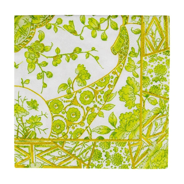 Caspari Gilded Porcelain Chartreuse Cocktail Napkins