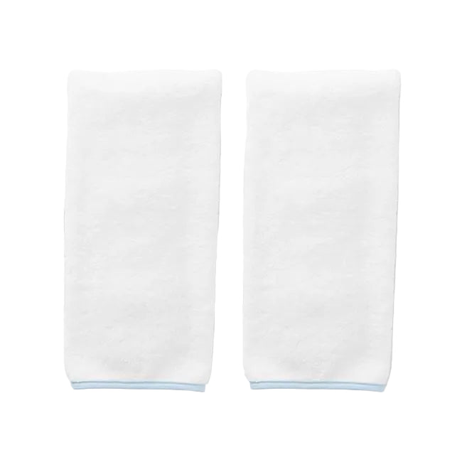 Weezie Signature Hand Towels Pair, Light Blue on White