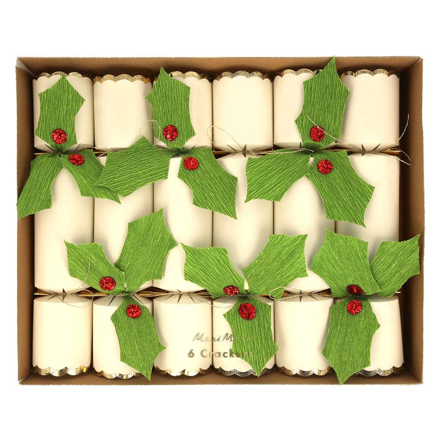 Holly Crackers, Set of 6