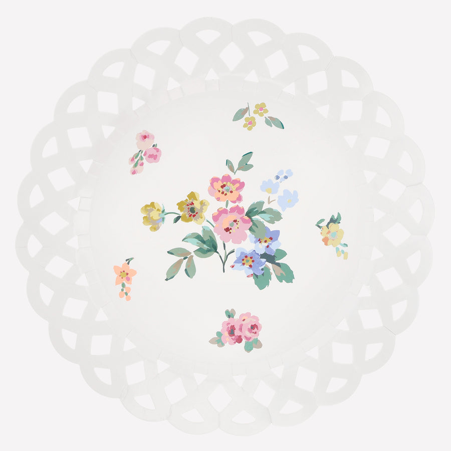 Basketweave Floral Paper Dinner Plates