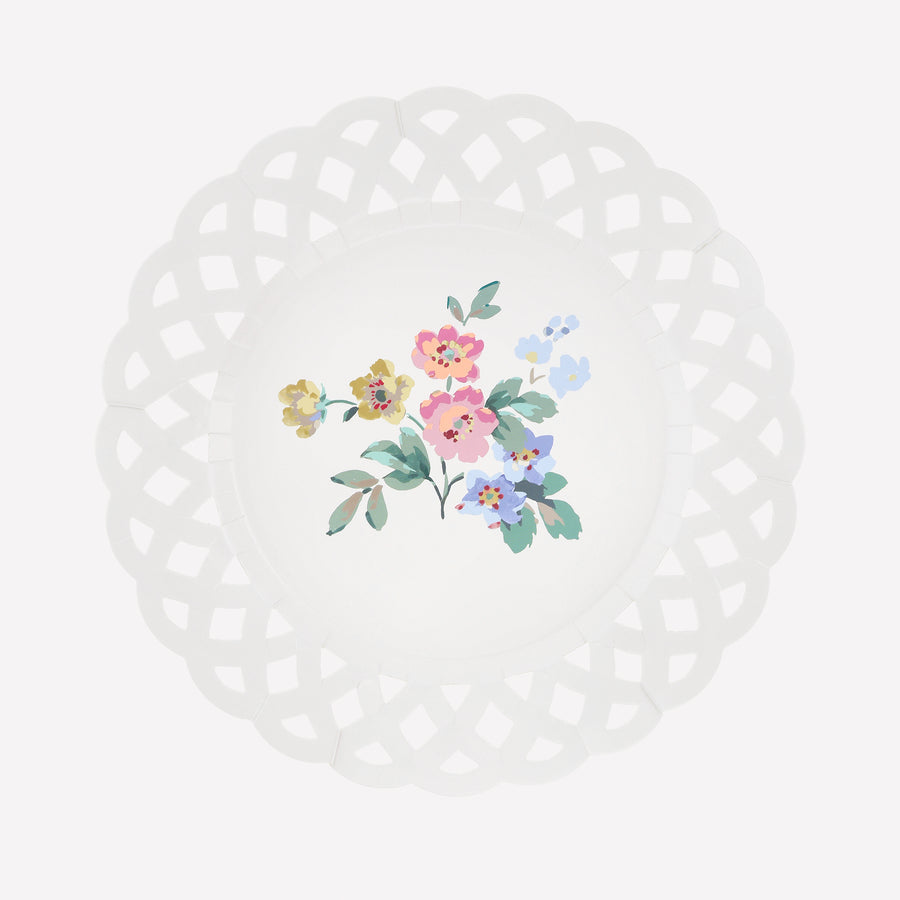 Basketweave Floral Paper Side Plates