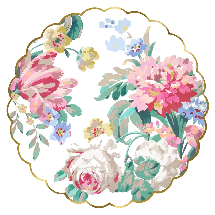 Rococo Floral Paper Dinner Plates