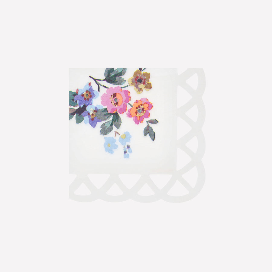Basketweave Floral Paper Cocktail Napkins