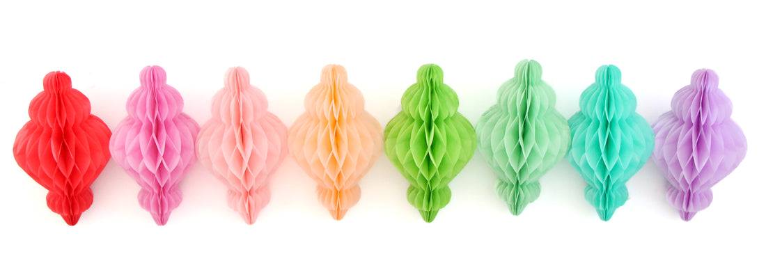 Preppy Honeycomb Finial Ornaments, Set of 8
