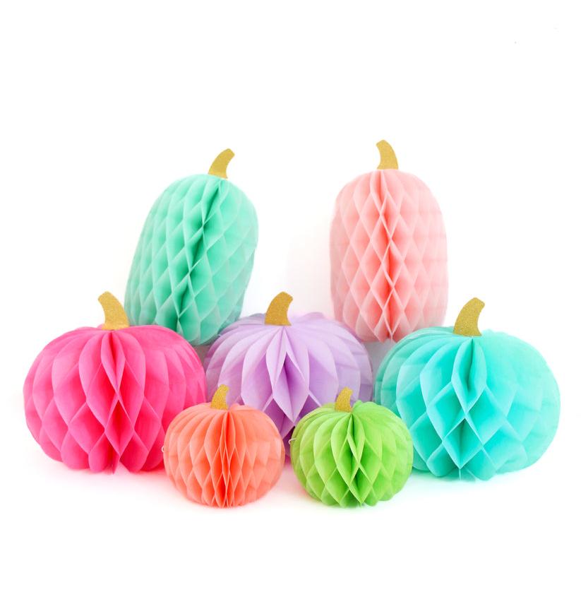 Preppy Rainbow Honeycomb Mini Pumpkins