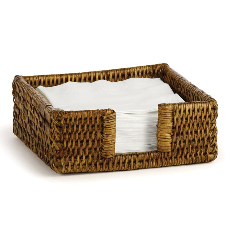 Indo Rattan Cocktail Napkin Holder, Brown