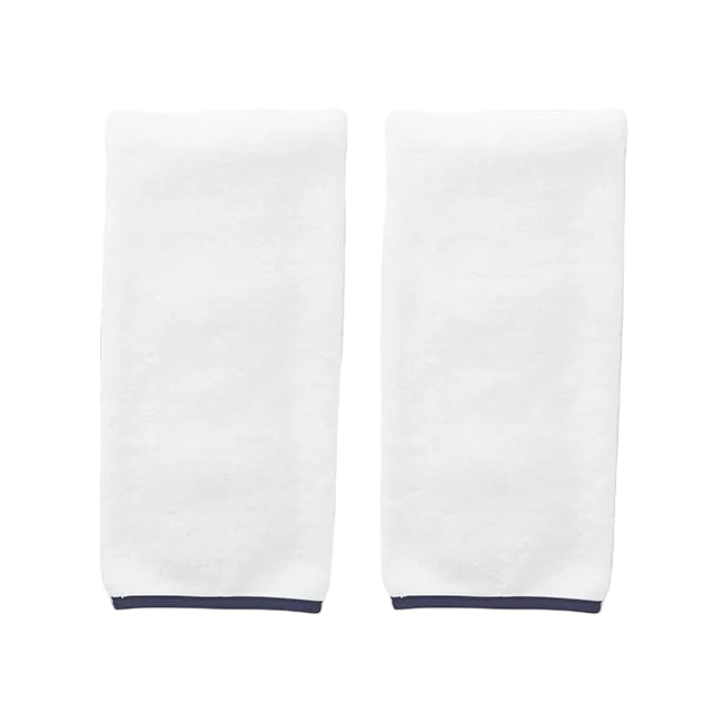 Weezie Signature Hand Towels Pair, Navy on White