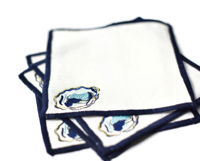 Oyster Cocktail Napkins, Set of 4