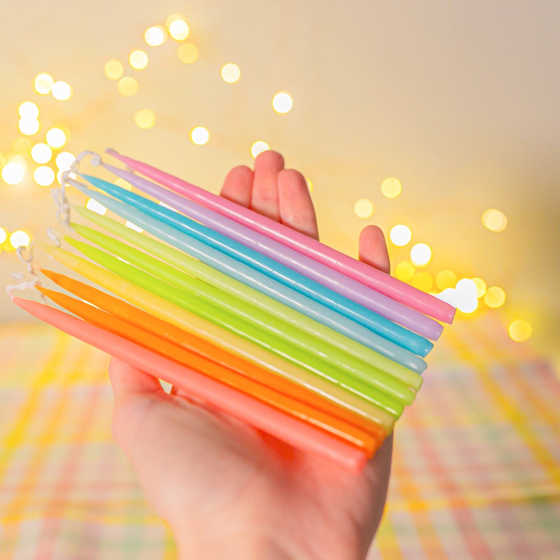 Pastel Rainbow Tapered Cake Candles, Set of 12