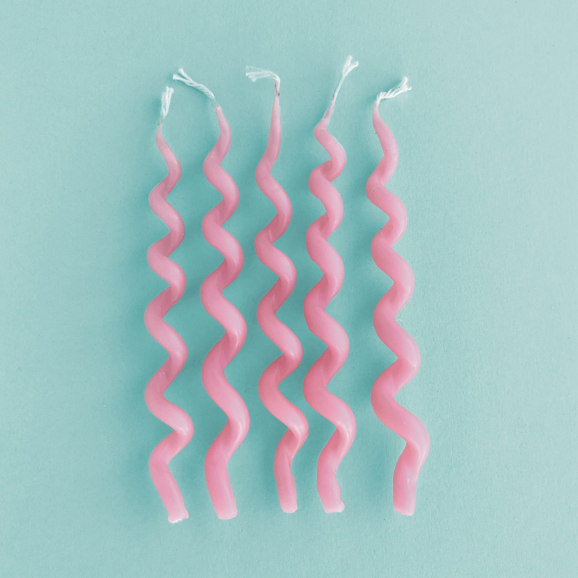Pink Curly Cue Cake Candle, Set of 5