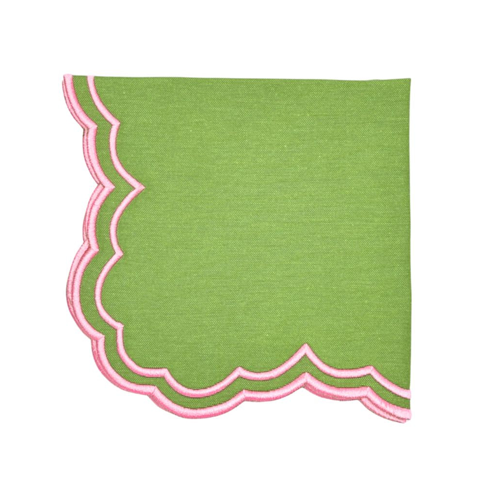 Bettina Napkin, Green & Pink, Set of 4