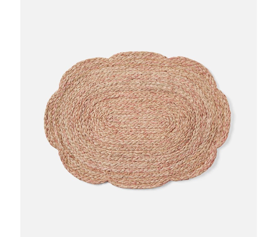 Vera Light Pink Oval Flower Placemat, Set of 4