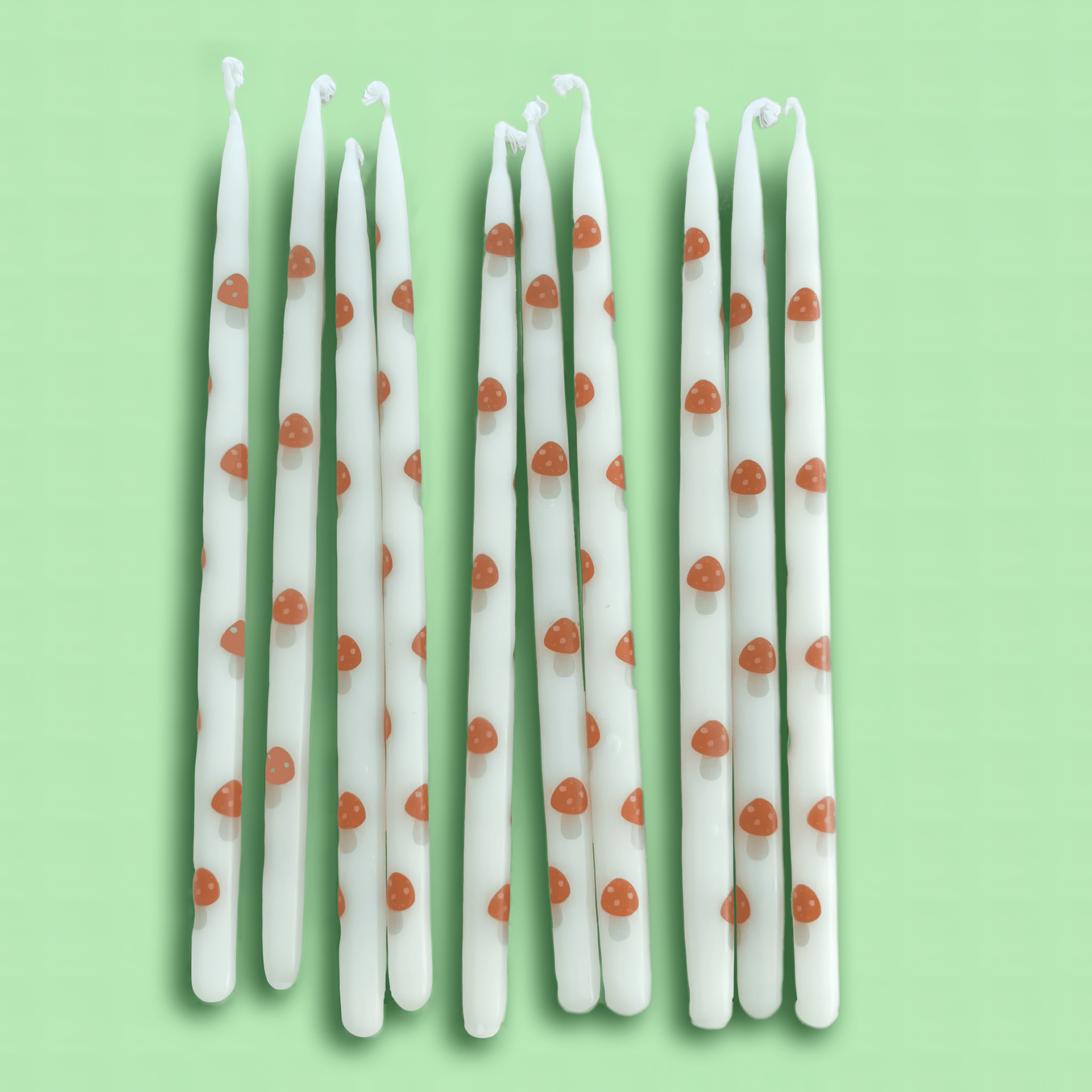 Red Mushroom Toadstool Cake Candles, Set of 10