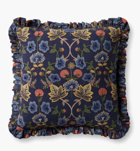 Rifle Paper Co. Maple Embroidered Pillow, Blue