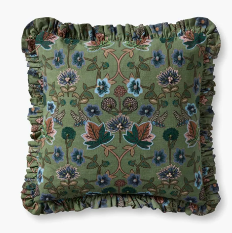 Rifle Paper Co. Maple Embroidered Pillow, Green
