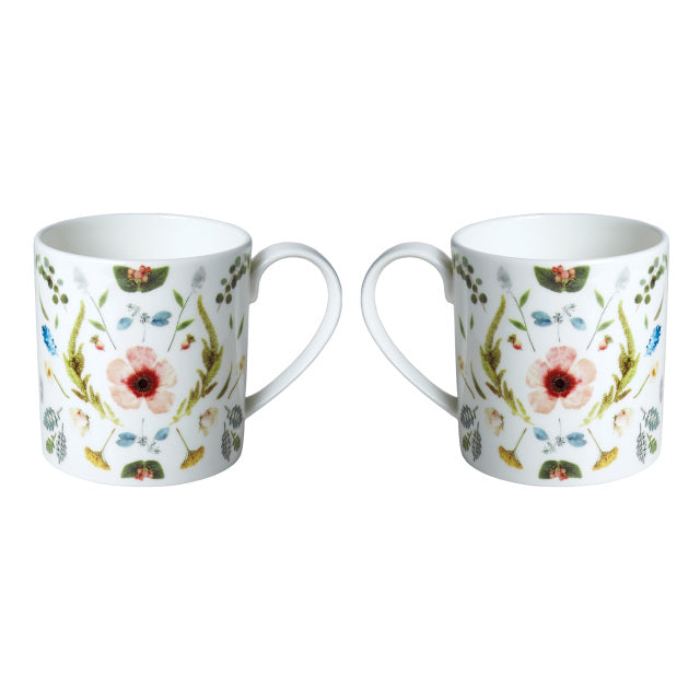 Scandinavian Floral Set of Two Mugs