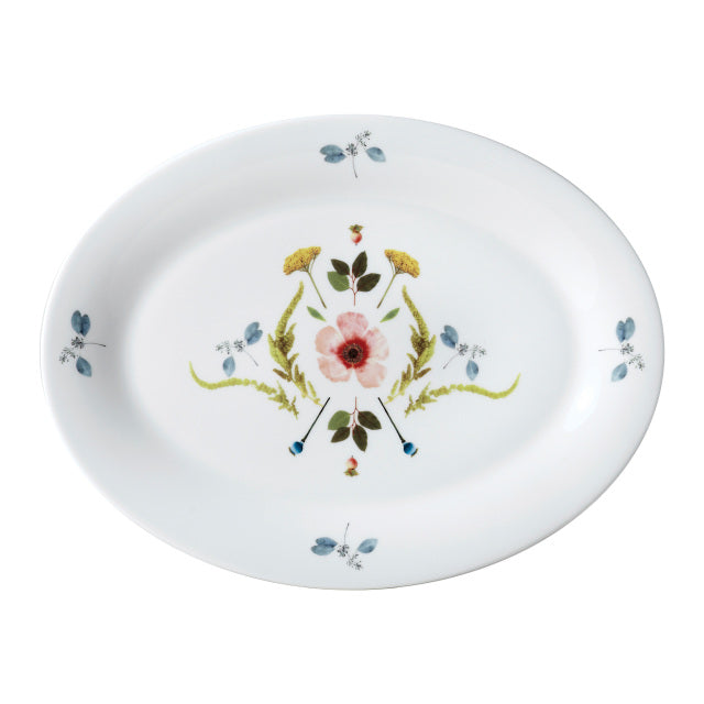 Scandinavian Floral Oval Platter, 14"