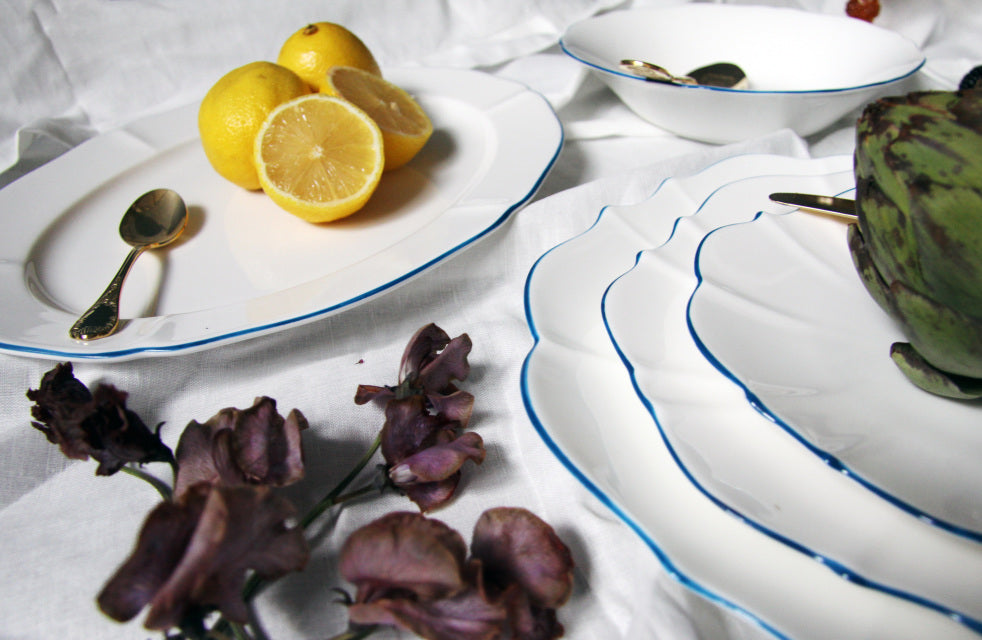 Amelie Royal Blue Rim Bread Plate, 6.5"