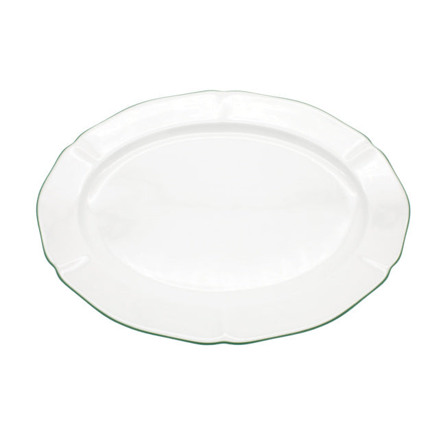 Amelie Royal Forest Green Rim Oval Platter, 14"