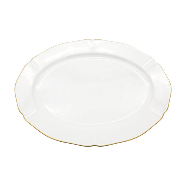 Amelie Royal Brushed Gold Rim Oval Platter, 14"