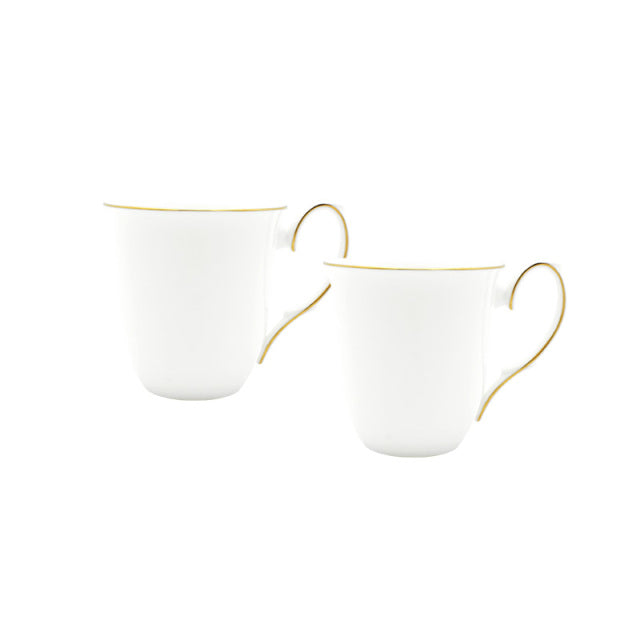 Amelie Royal Brushed Gold Rim Mugs, Set of 2