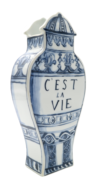 Well Versed Joie Blue Double Sided Medium Vase, 11"