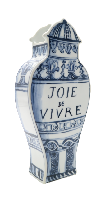 Well Versed Joie Blue Double Sided Medium Vase, 11"