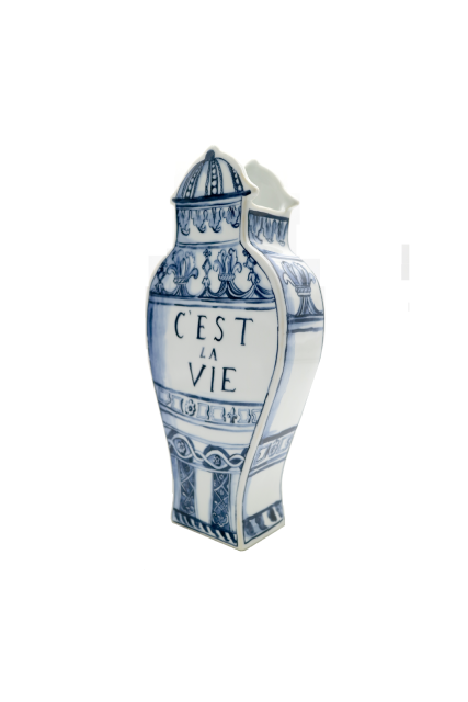 Well Versed Joie Blue Double Sided Medium Vase, 11"