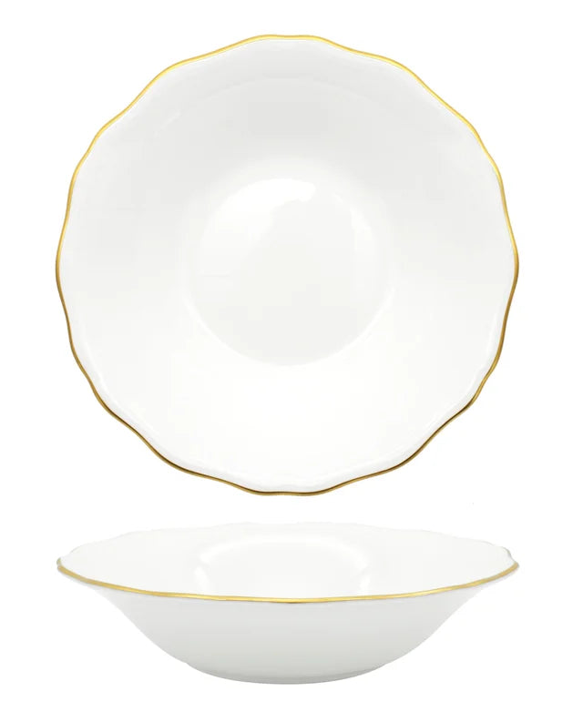 Amelie Royal Brushed Gold Rim Soup/ Pasta Bowl, Set of 2