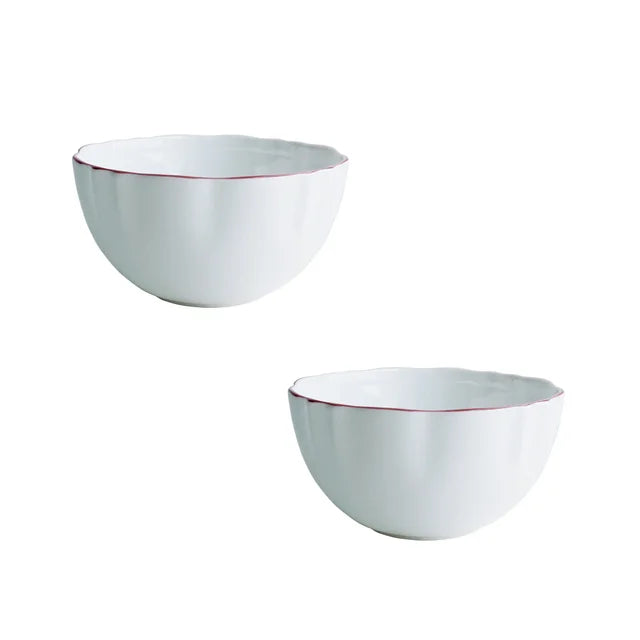 Amelie Royal Roseate Rim Fruit/ Nut/ Rice Bowl, Set of 2