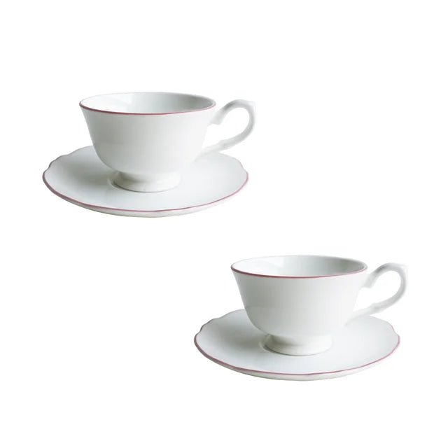 Amelie Royal Roseate Rim Espresso Cups & Saucers, Set of 2