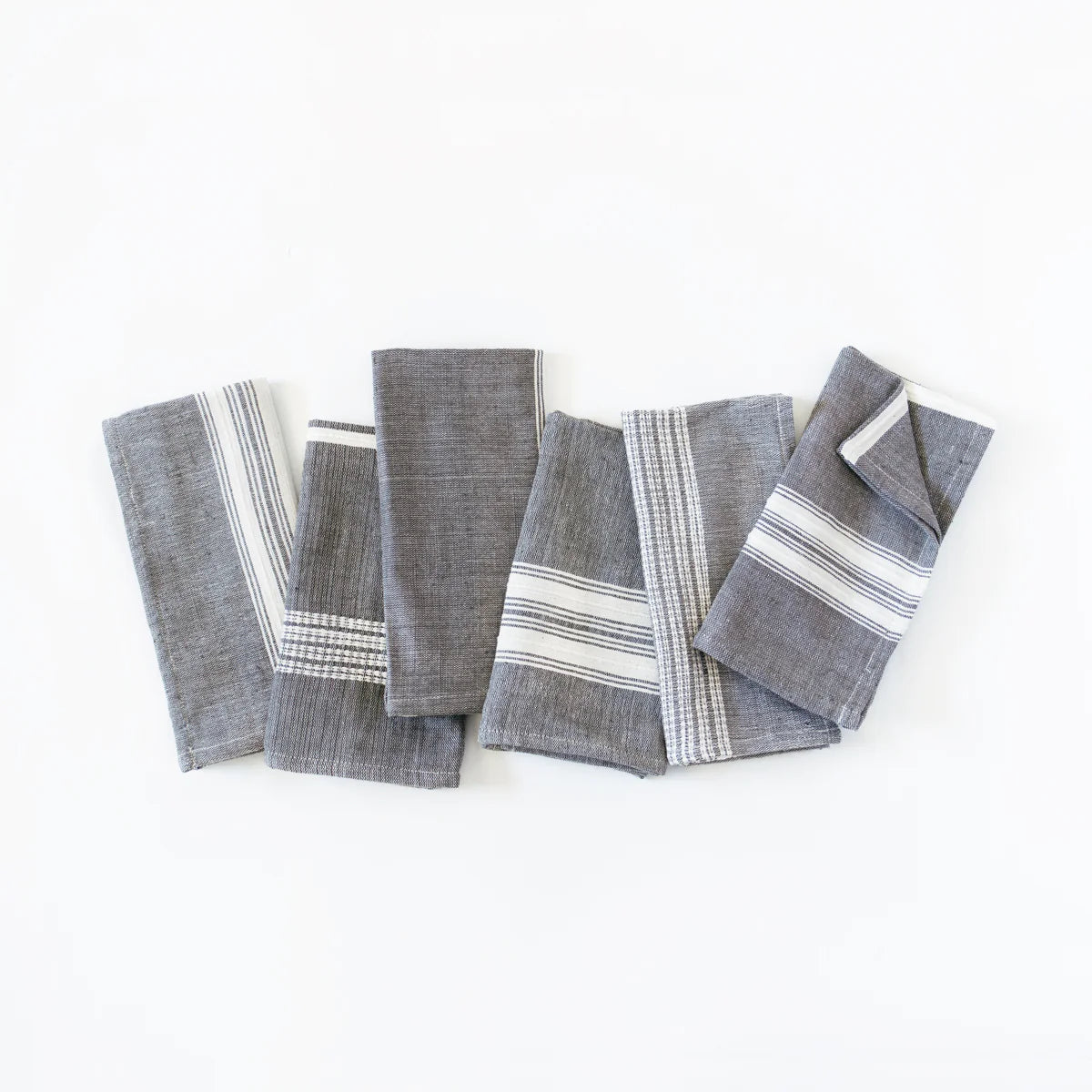Grey with Natural Cotton Napkins, S/6