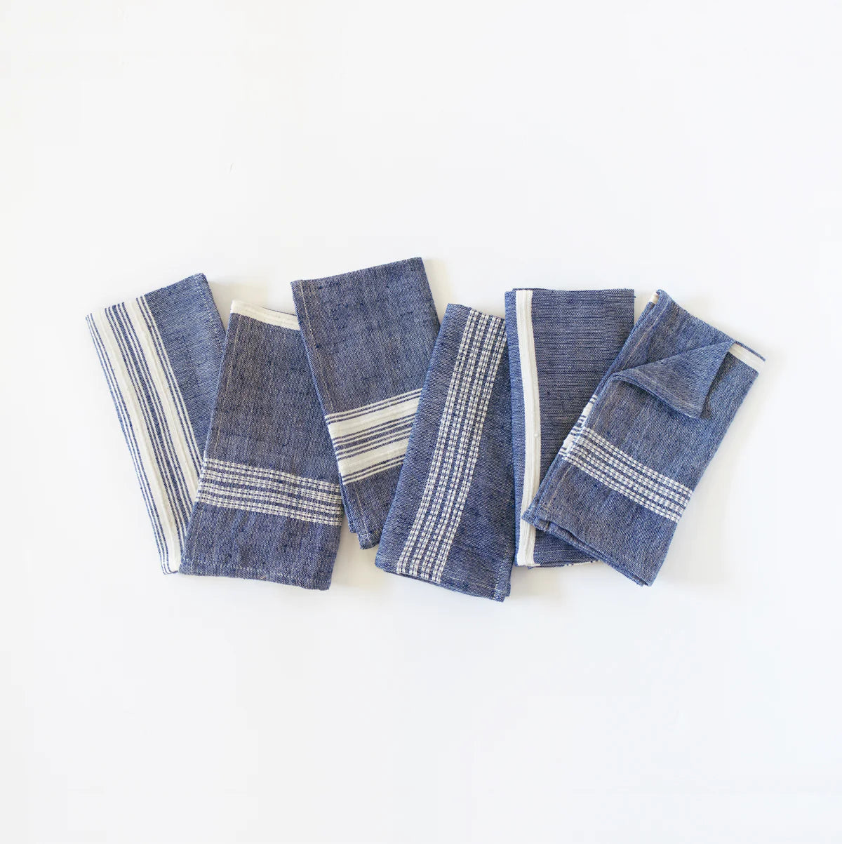 Navy with Natural Cotton Napkins, S/6