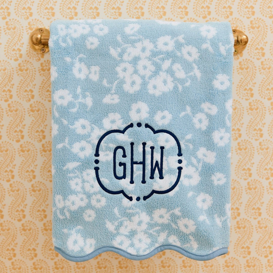 Weezie Patterned Scallop Bath Towel, Sea Glass Margot