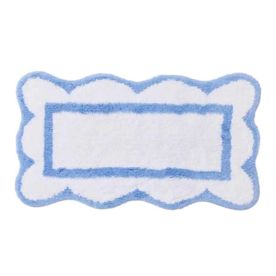 Weezie Scallop Bath Rug, Sky Blue