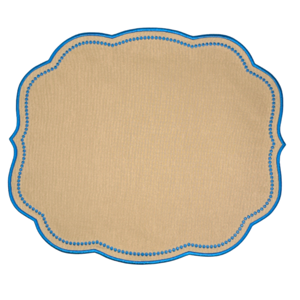 Charlotte Wheat & Azure Placemats, Set of 4