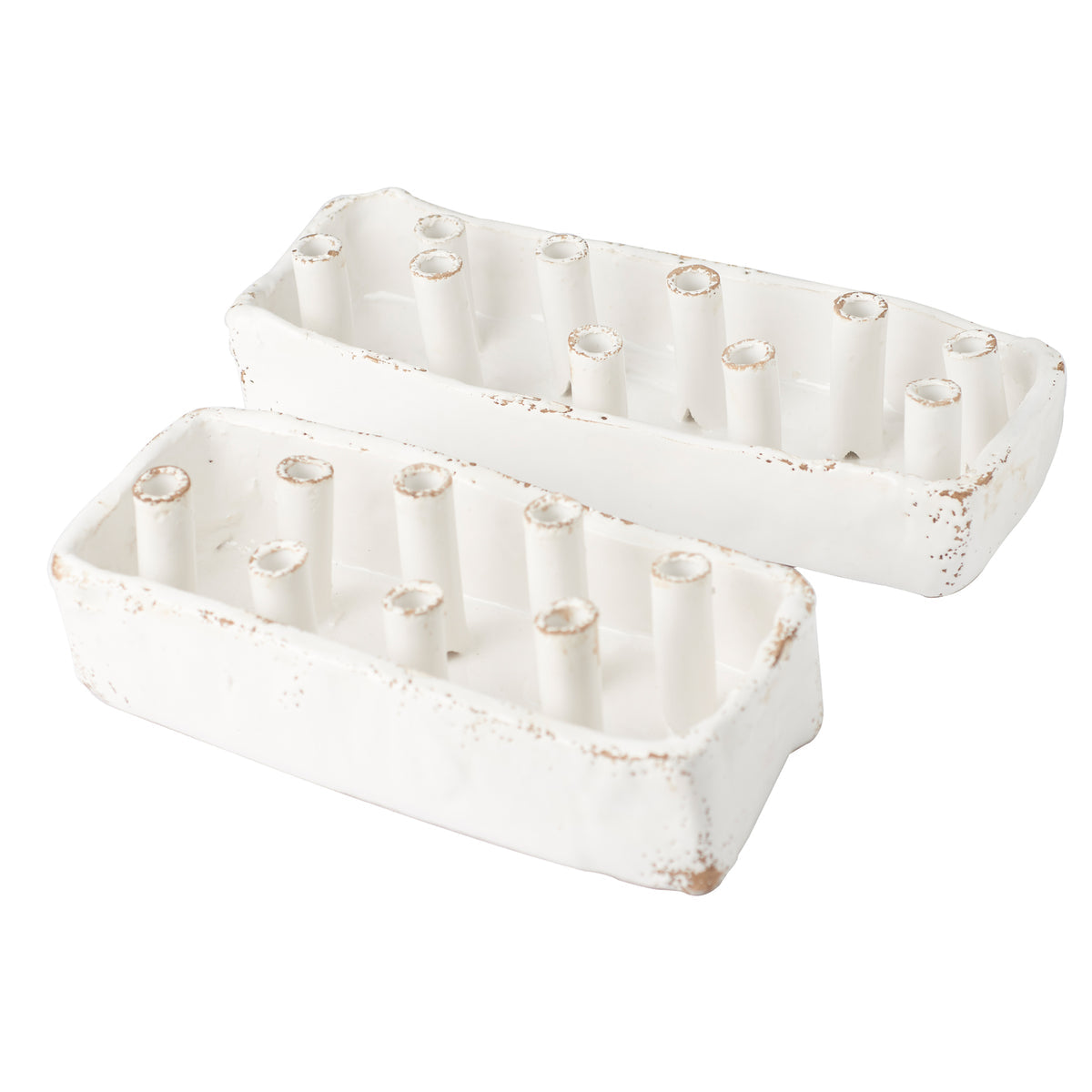 Maggie Ceramic White Flower Arranger, Multi Sizes