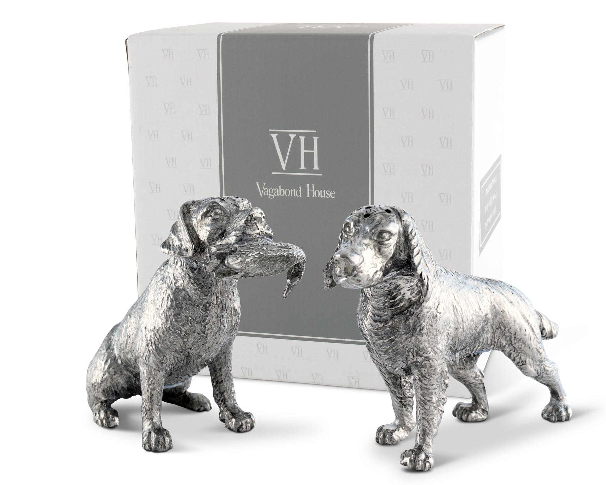 Pewter Hunting Dogs Salt & Pepper Set